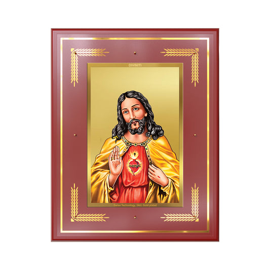 Jesus Christ Wall Photo Frame in 24K Gold Plated Foil | Faith, Love & Divine Blessings