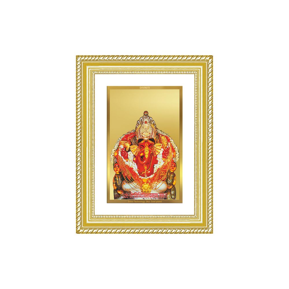 Diviniti 24K Gold Plated Siddhi Vinayak (Classic) Divine Wall Frame for Home Mandir & Office Decor | Luxury Spiritual Gift