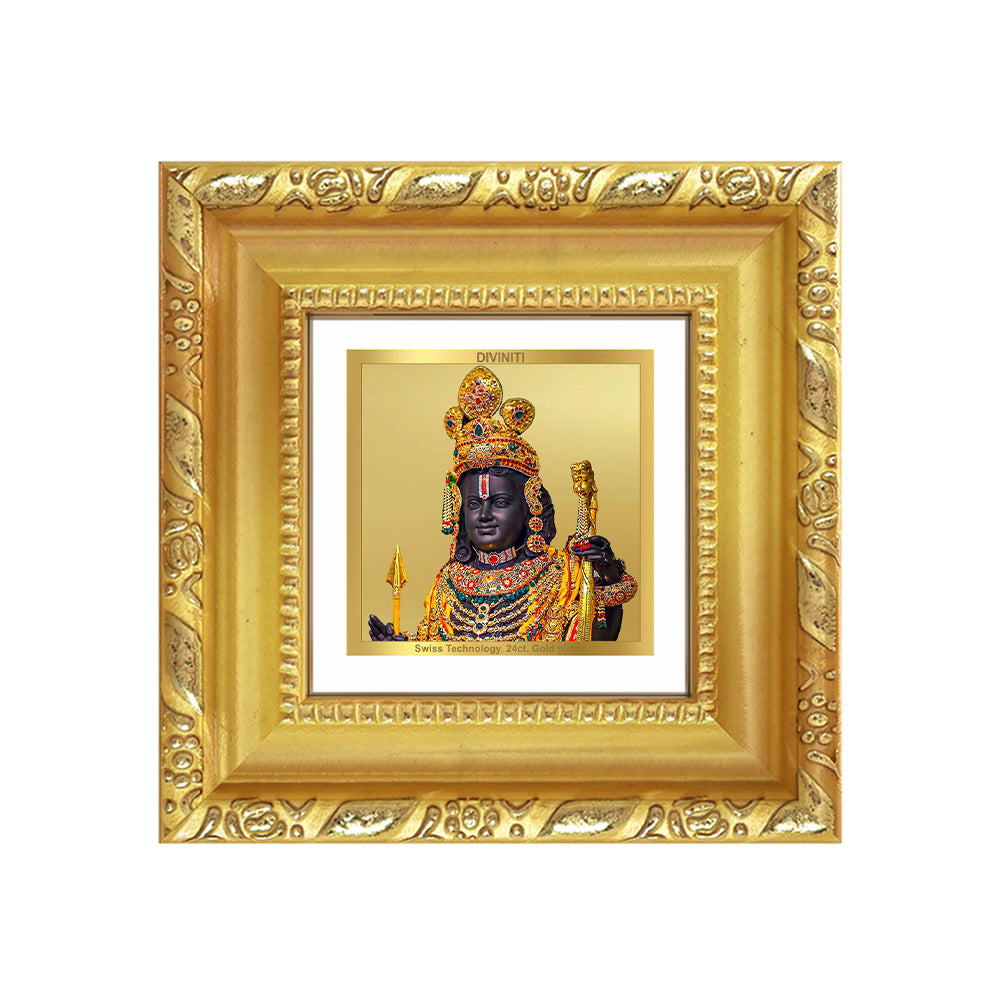 Diviniti Ram Lalla with Arch Tabletop Photo Frame in 24K Gold Plated Foil | Divine Grace, Protection & Blessings | DG103S1A (10x10 CM)