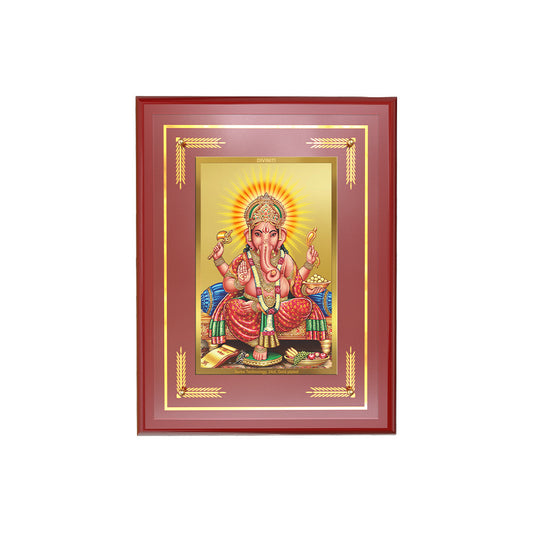 Diviniti 24K Gold Plated Lord Ganesha Blessing Tabletop Photo Frame | Wisdom, Success & Divine Grace