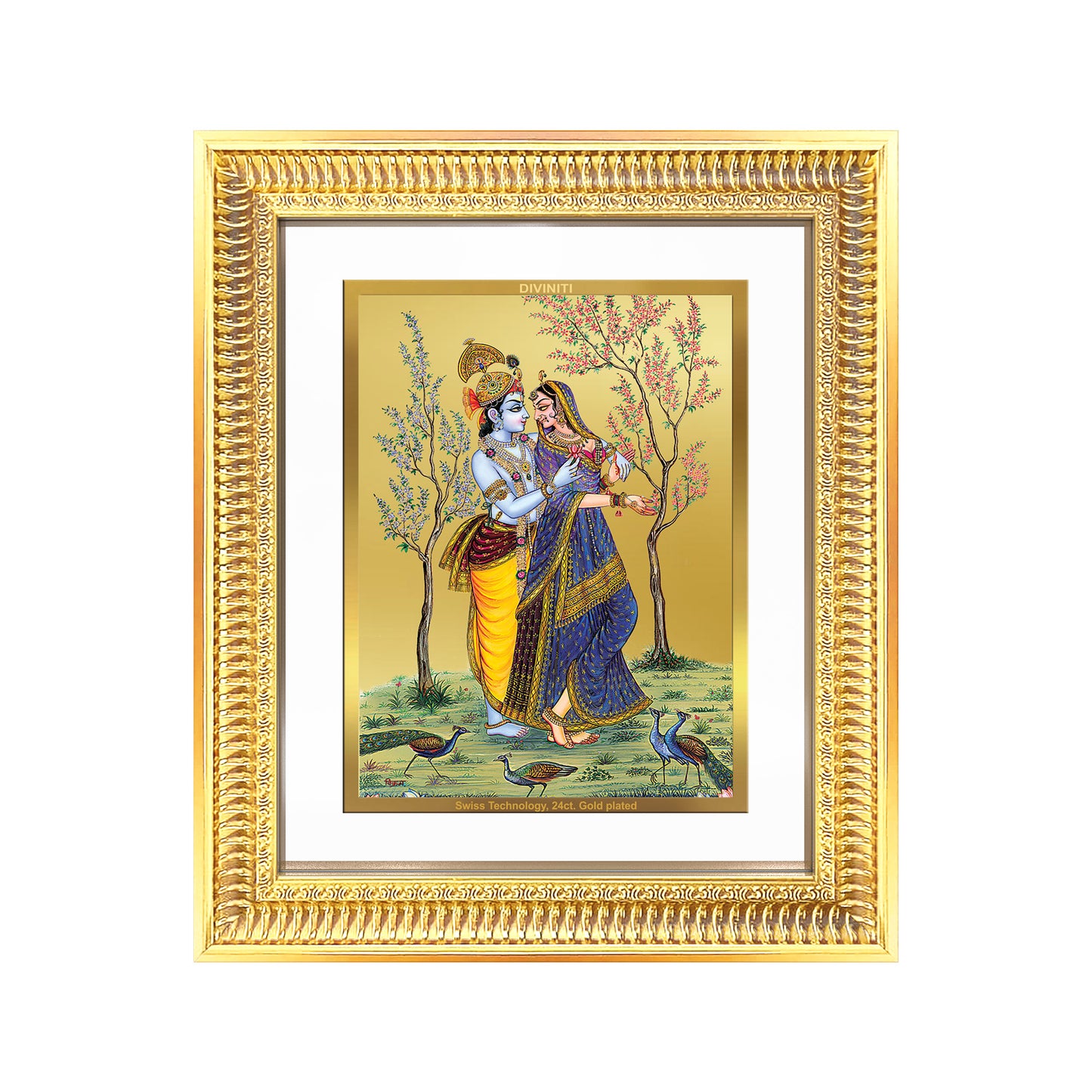 Diviniti 24K Gold Plated Radha Krishna (Classic) Divine Wall Frame for Home Mandir & Office Decor | Luxury Spiritual Gift