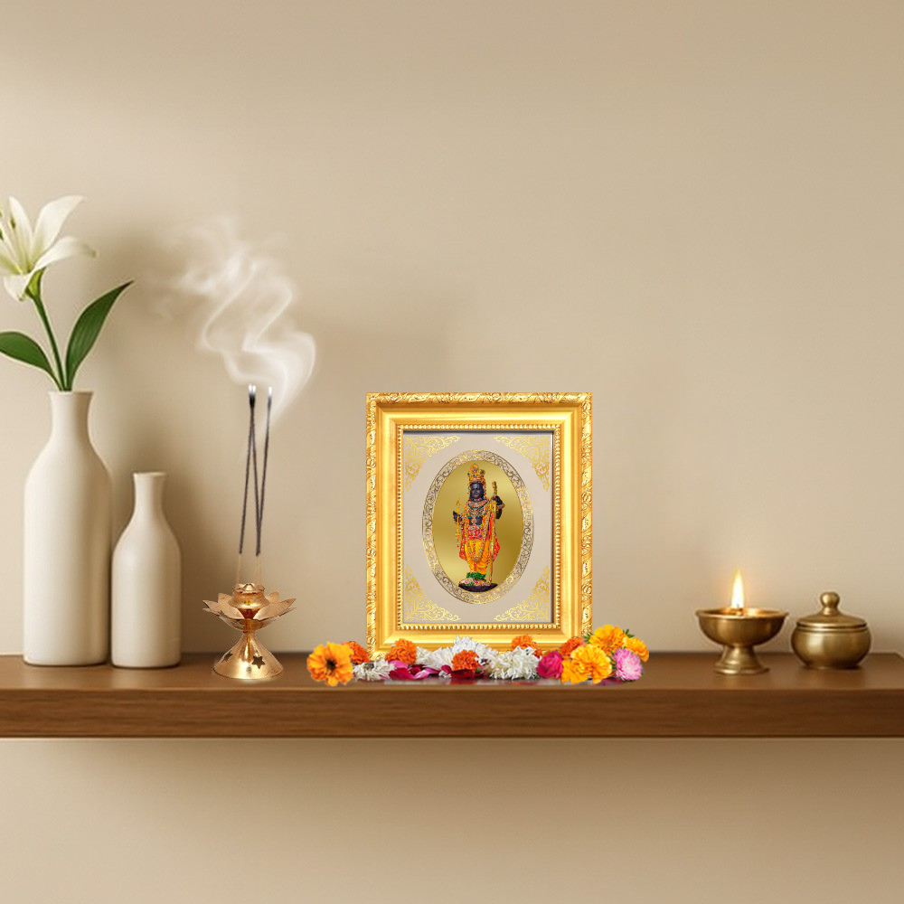 Ram Lalla with Sacred Arch Divine Ayodhya Darshan Royal Tabletop Frame in 24K Gold Plated Foil