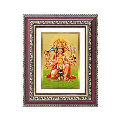 Diviniti 24K Gold Plated Panchmukhi Hanuman (Classic) Divine Wall and Table Top Frame for Home Mandir & Office Decor | Luxury Spiritual Gift