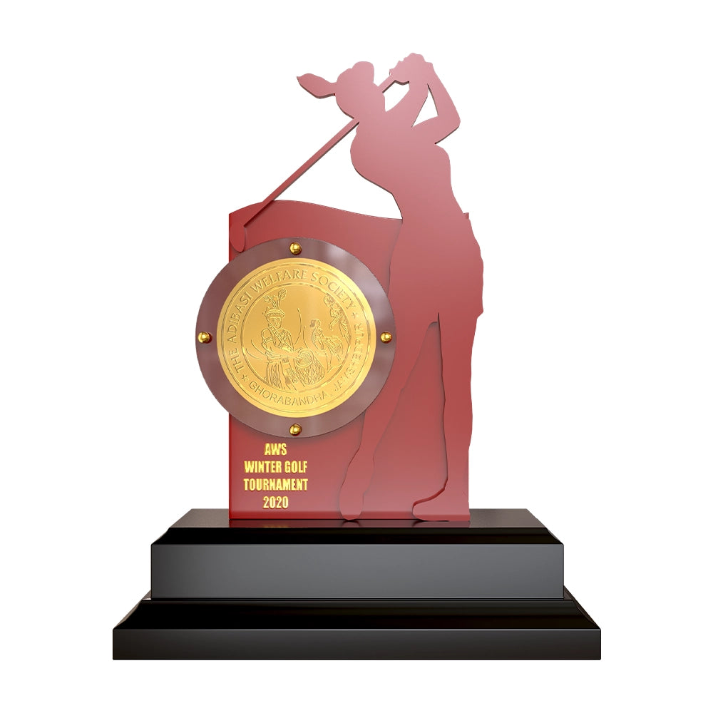 Diviniti Golf Trophy with 24K Gold Plated Foil | Premium Sports Award | Elegant Golfer Silhouette Design