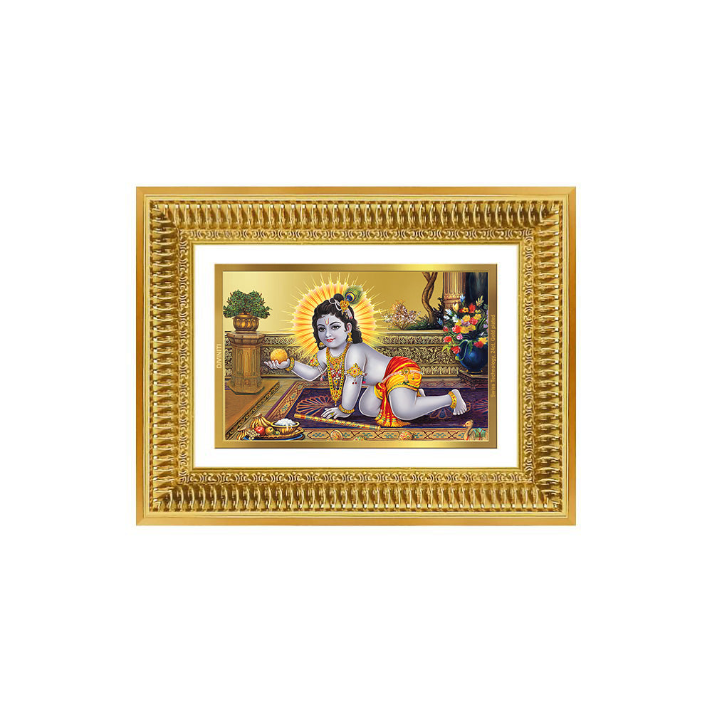 Diviniti 24K Gold Plated Laddu Gopal (Classic) Divine Wall Frame for Home Mandir & Office Decor | Luxury Spiritual Gift
