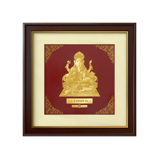 Ganesha | Divine Auspicious Beginnings Gold on Gold Wall Hanging Frame in 24K Gold Plated Foil