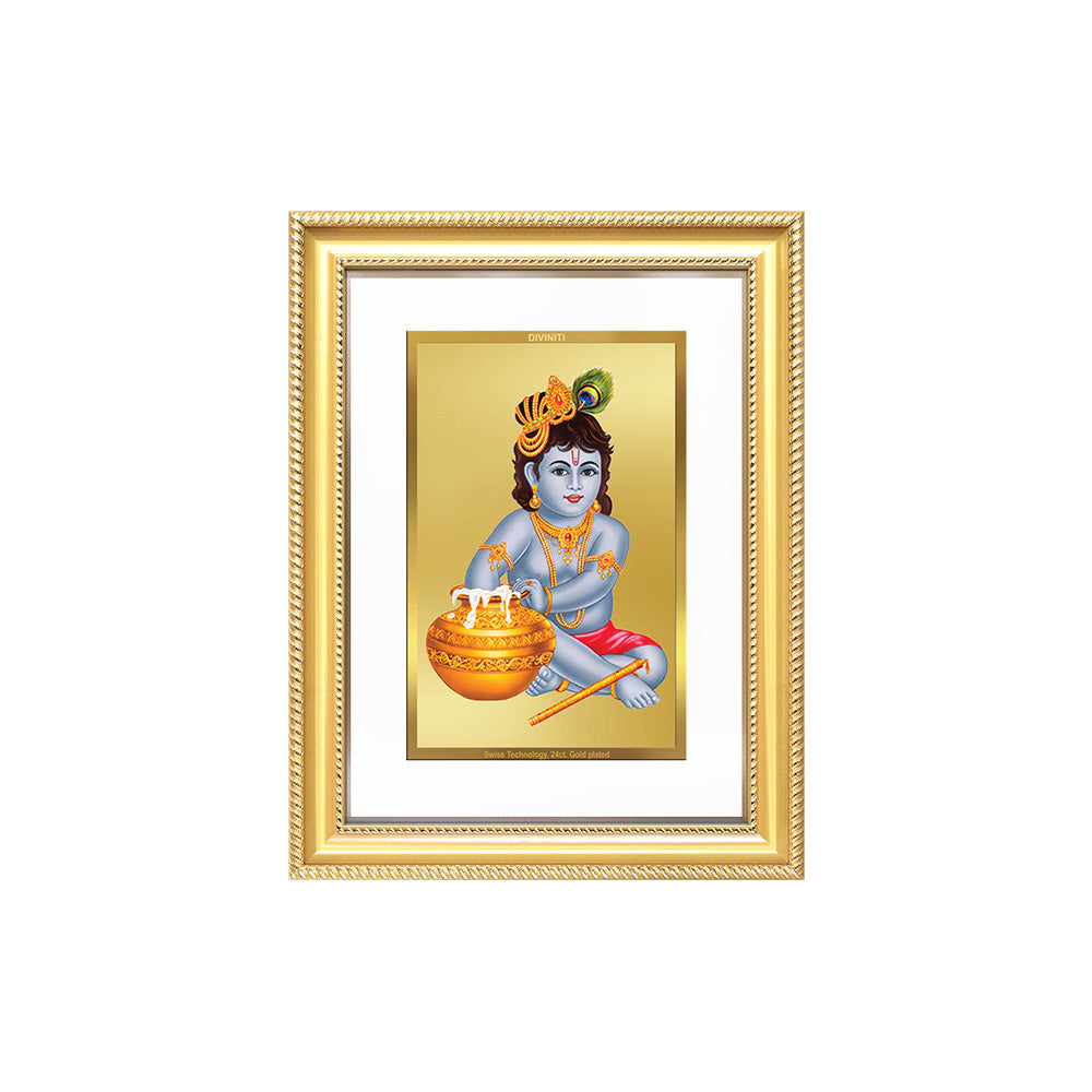 Diviniti 24K Gold Plated Bal Gopal Divine Wall Frame for Home Mandir & Office Decor | Luxury Spiritual Gift