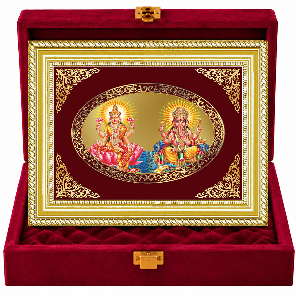 24K Gold-Plated Lakshmi Ganesha Frame | Premium Gift Box | 35x27 CM