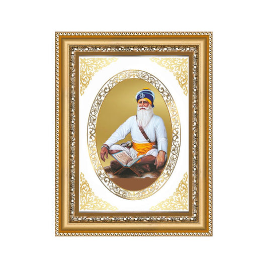 Baba Deep Singh Ji | Sikh Warrior Saint Wall & Tabletop Royal Photo Frame in 24K Gold Plated Foil