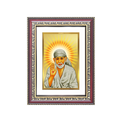 Diviniti 24K Gold Plated Sai Baba With Blessings (Classic) Divine Wall Frame for Home Mandir & Office Decor | Luxury Spiritual Gift