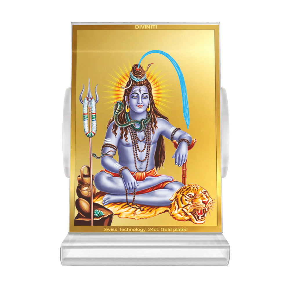 Lord Shiva | Spiritual Car Dashboard & Tabletop Frame in 24K Gold Plated Foil