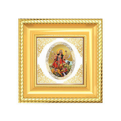 Durga Mahishasura Mardini | Divine Goddess Royal Tabletop Photo Frame in 24K Gold Plated Foil