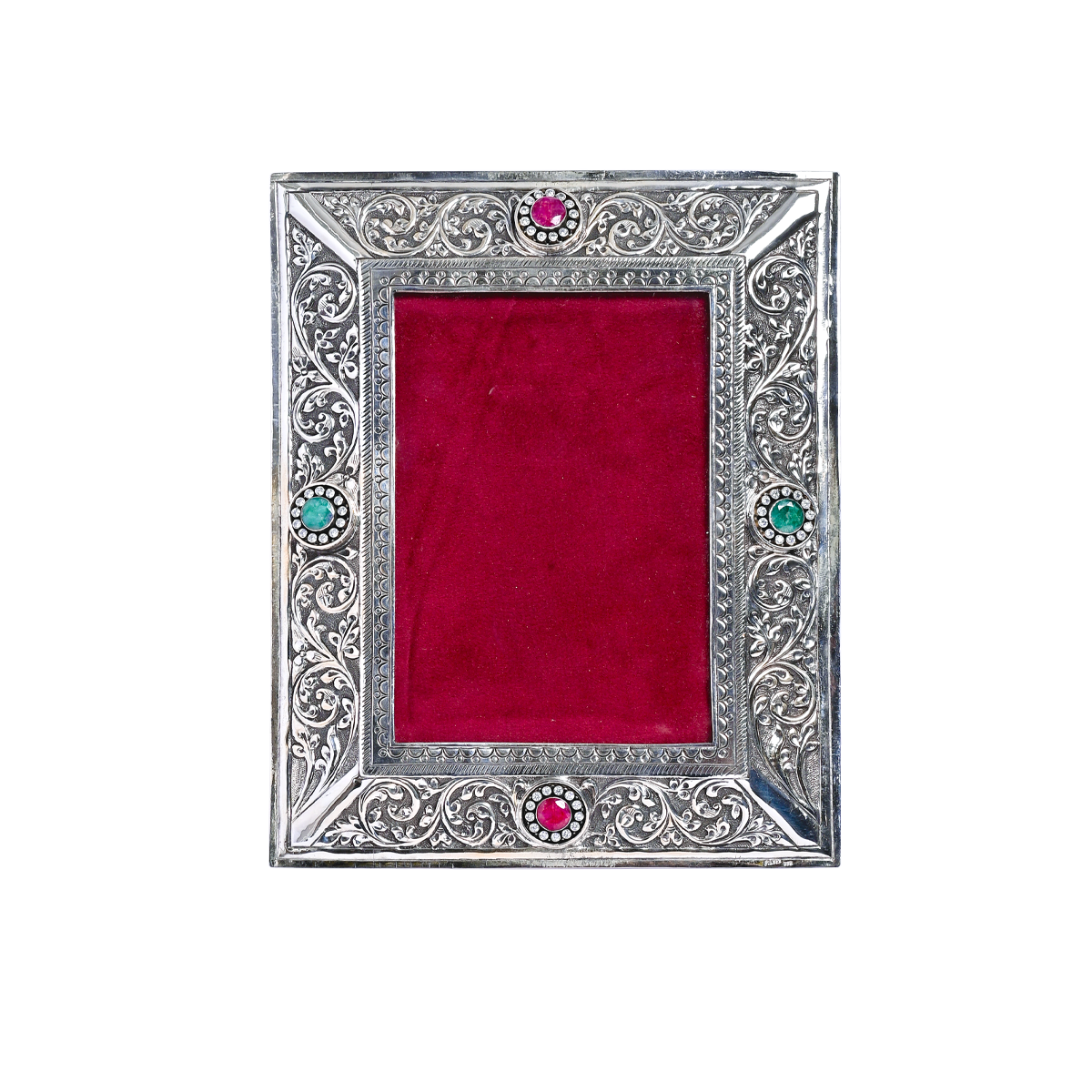 Pure Silver Vintage Evil Eyes Photo Frame Rectangle Design (20x26 cm 570g)