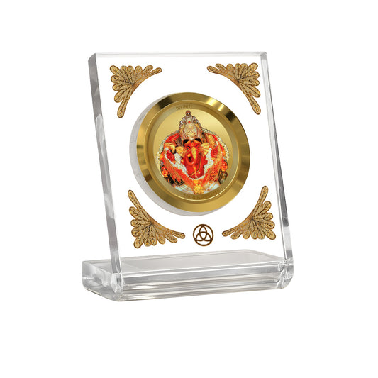 Diviniti 24K Gold Plated Siddhivinayak Acrylic Car Dashboard Frame | Lord Ganesha for Car, Home Décor, Tabletop & Puja Room | Blessings of Success, Prosperity & Good Luck (ACF1CH)