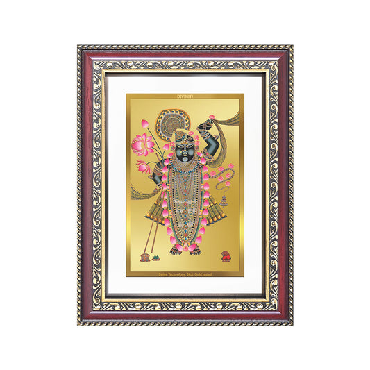 Diviniti 24K Gold Plated Shrinath Ji (Classic) Divine Wall Frame for Home Mandir & Office Decor | Luxury Spiritual Gift