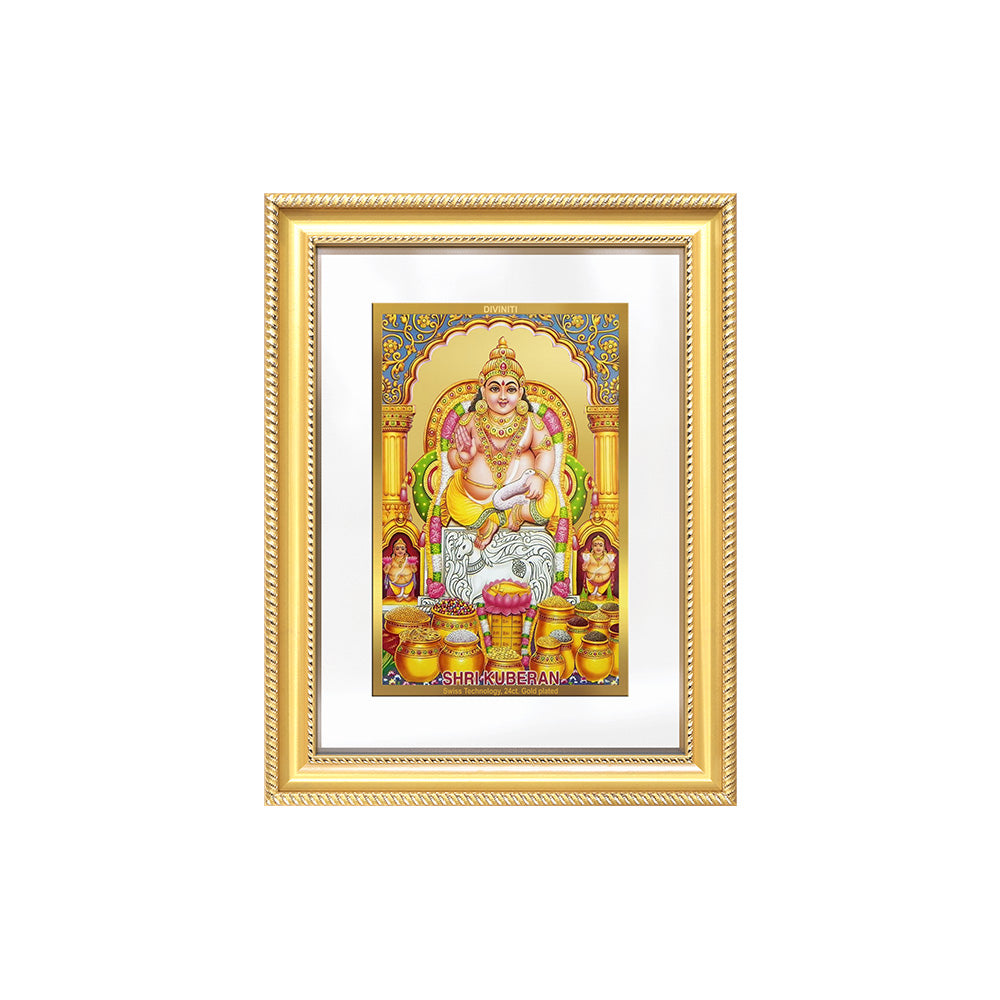 Diviniti 24K Gold Plated Kuber (Classic) Divine Wall Frame for Home Mandir & Office Decor | Luxury Spiritual Gift