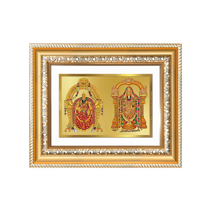 Diviniti 24K Gold Plated Padmavati And Balaji (Classic) Divine Wall and Table Top Frame for Home Mandir & Office Decor | Luxury Spiritual Gift