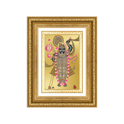 Diviniti 24K Gold Plated Shrinath Ji (Classic) Divine Wall Frame for Home Mandir & Office Decor | Luxury Spiritual Gift
