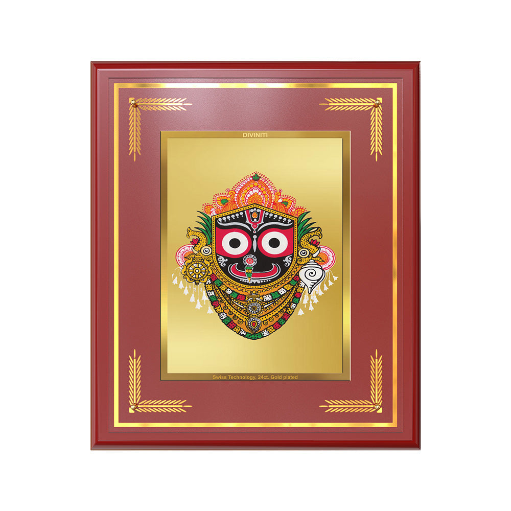 Diviniti Shree Jagannath Wall Photo Frame in 24K Gold Plated Foil – Divine Protection, Faith & Spiritual Bliss