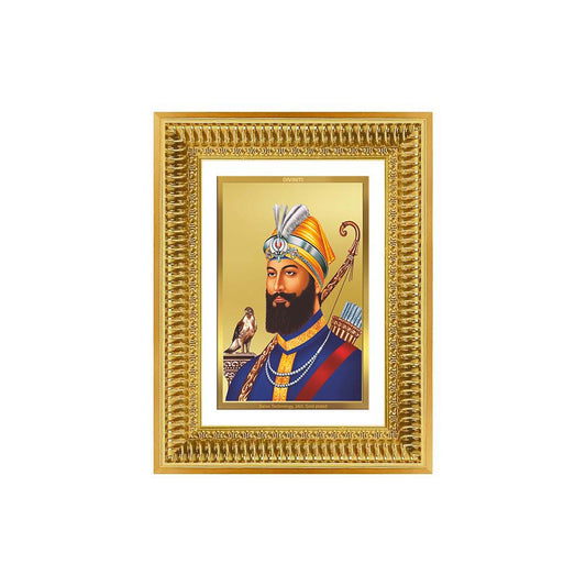 Diviniti 24K Gold Plated Guru Gobind Singh Ji (Classic) Sacred Sikh Wall Frame for Home Decor & Office Ambiance | Premium Spiritual Gift