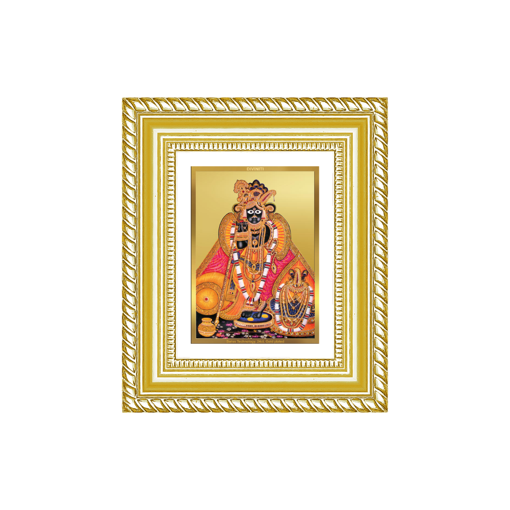 Diviniti 24K Gold Plated Banke Bihari Ji Divine Table Top Frame for Home Mandir & Office Decor | Luxury Spiritual Gift