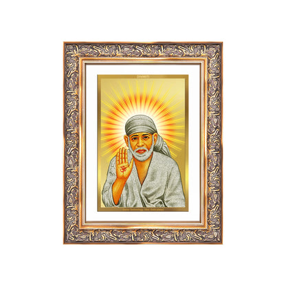 Diviniti 24K Gold Plated Sai Baba With Blessings (Classic) Divine Wall Frame for Home Mandir & Office Decor | Luxury Spiritual Gift