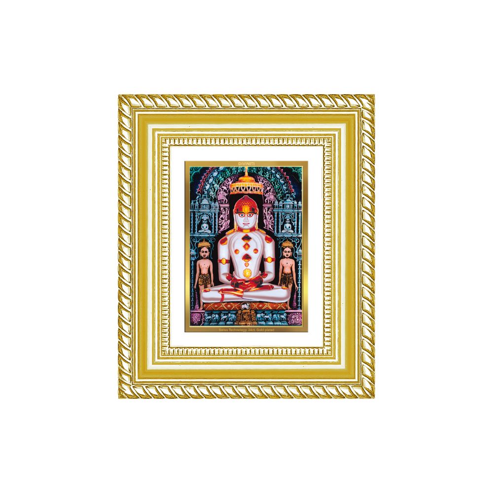 Diviniti 24K Gold Plated Adinath Divine Table Top Frame for Home Mandir & Office Decor | Premium Jain Spiritual Gift