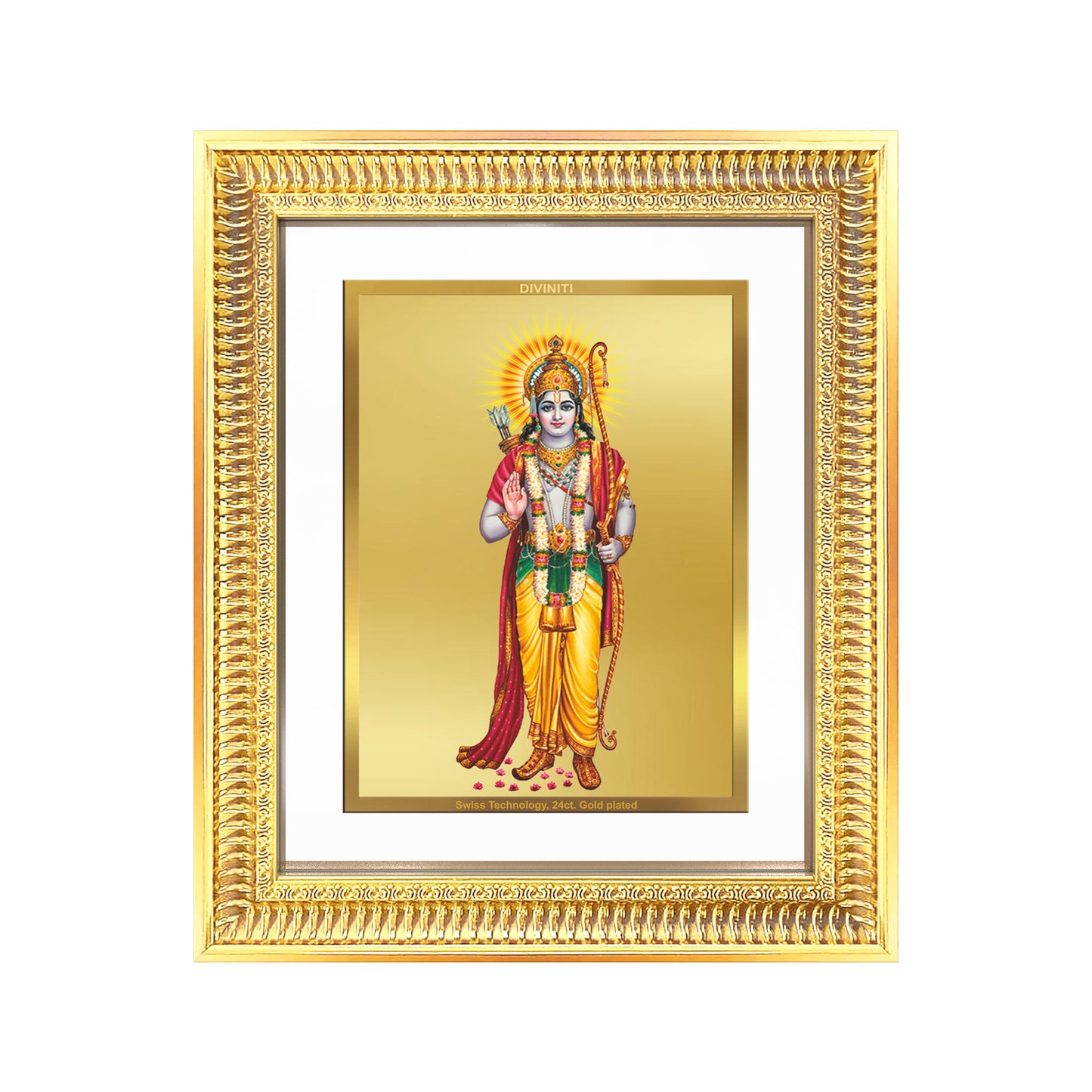 Diviniti 24K Gold Plated Ram Ji (Classic) Divine Wall Frame for Home Mandir & Office Decor | Luxury Spiritual Gift