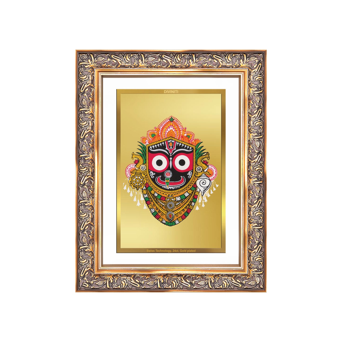 Diviniti 24K Gold Plated Jagannath (Classic) Divine Wall Frame for Home Mandir & Office Decor | Luxury Spiritual Gift
