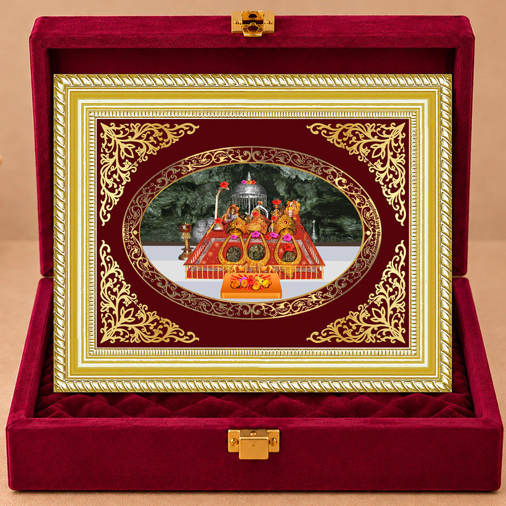 24K Gold-Plated Vaishno Devi Mata Darbar Frame | Premium Gift Box | 26x20 CM