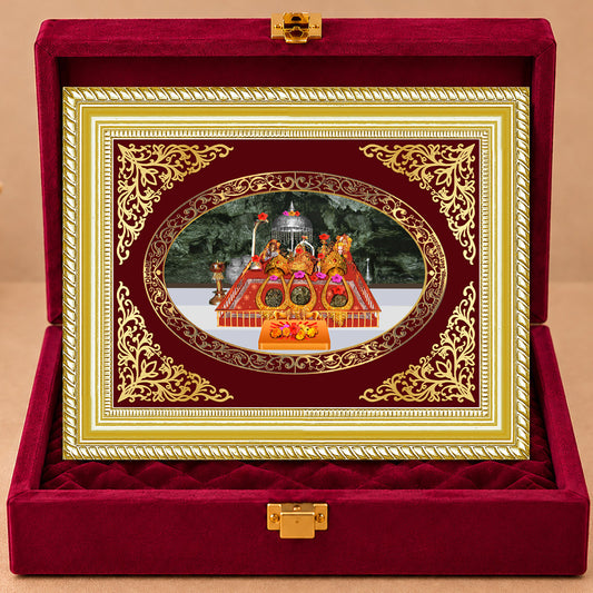 24K Gold-Plated Vaishno Devi Mata Darbar Frame | Premium Gift Box | 26x20 CM