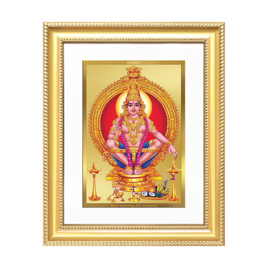 Diviniti 24K Gold Plated Ayyappan Divine Wall Frame for Home Mandir & Office Decor | Luxury Spiritual Gift