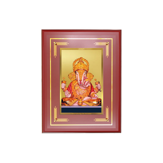 Diviniti 24K Gold Plated Dagadu Ganesha Blessing Tabletop Photo Frame | Wisdom, Prosperity & Divine Grace