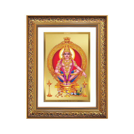 Diviniti 24K Gold Plated Ayyappan Divine Wall Frame for Home Mandir & Office Decor | Luxury Spiritual Gift