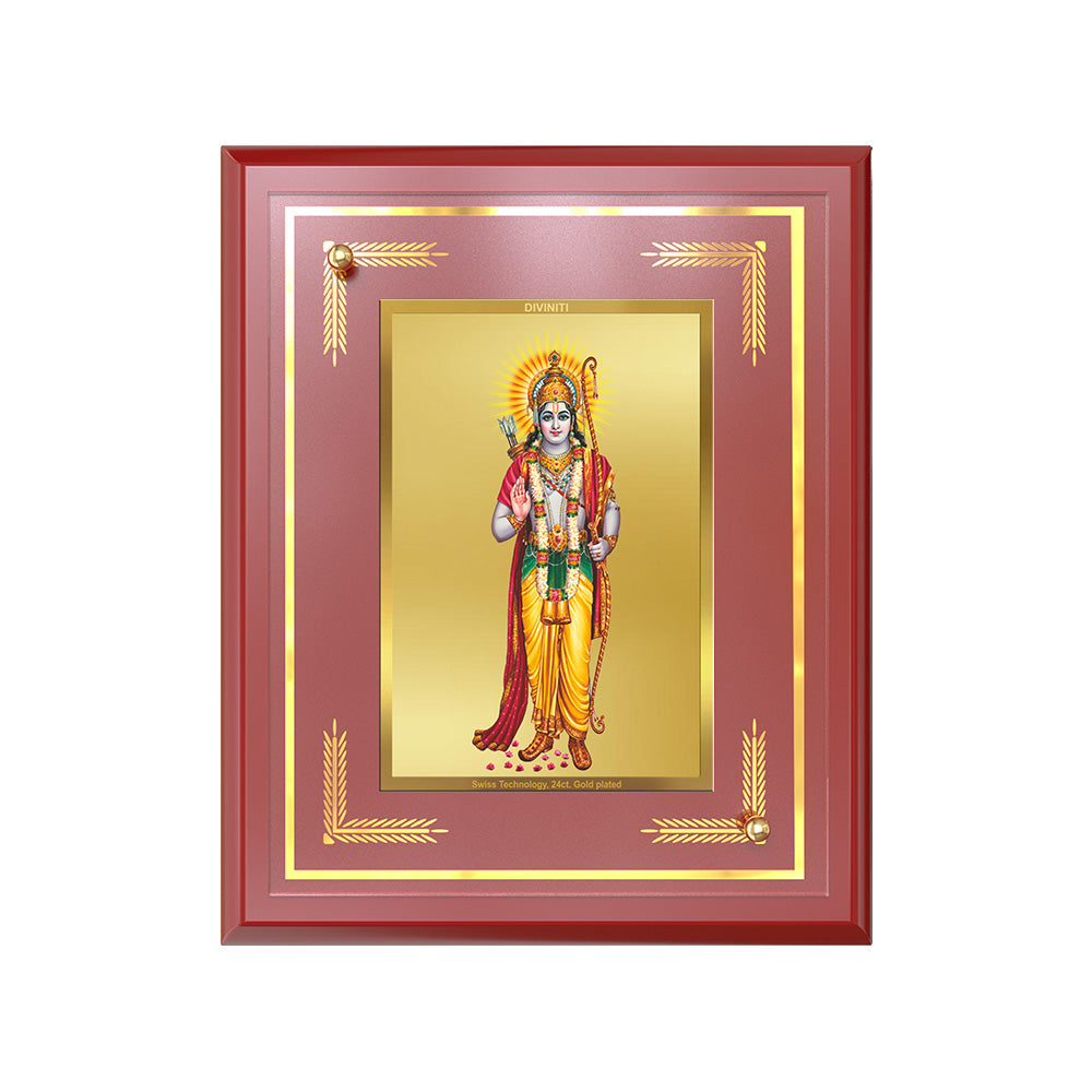 Diviniti 24K Gold Plated Lord Ram Ji Blessing Tabletop Photo Frame | Dharma, Strength & Divine Grace