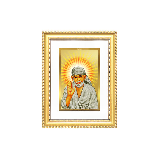 Diviniti 24K Gold Plated Sai Baba With Blessings (Classic) Divine Wall Frame for Home Mandir & Office Decor | Luxury Spiritual Gift