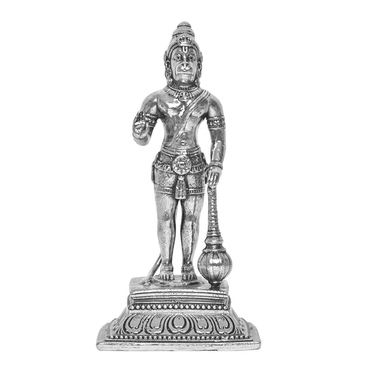 DIVINITI 925 Pure Silver Hanuman Ji Idol Statue Stunning Tribute to Strength and Devotion for Home Office Décor, Tabletop, Puja Room Gift (9x12.5 CM, 125g)