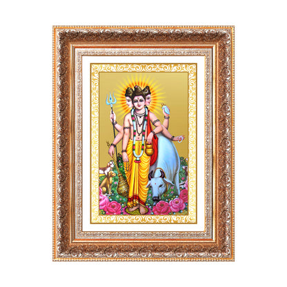 Dattatreya with Kamadhenu | Shri Dattatreya Wall Mount Photo Frame in 24K Gold Plated Foil
