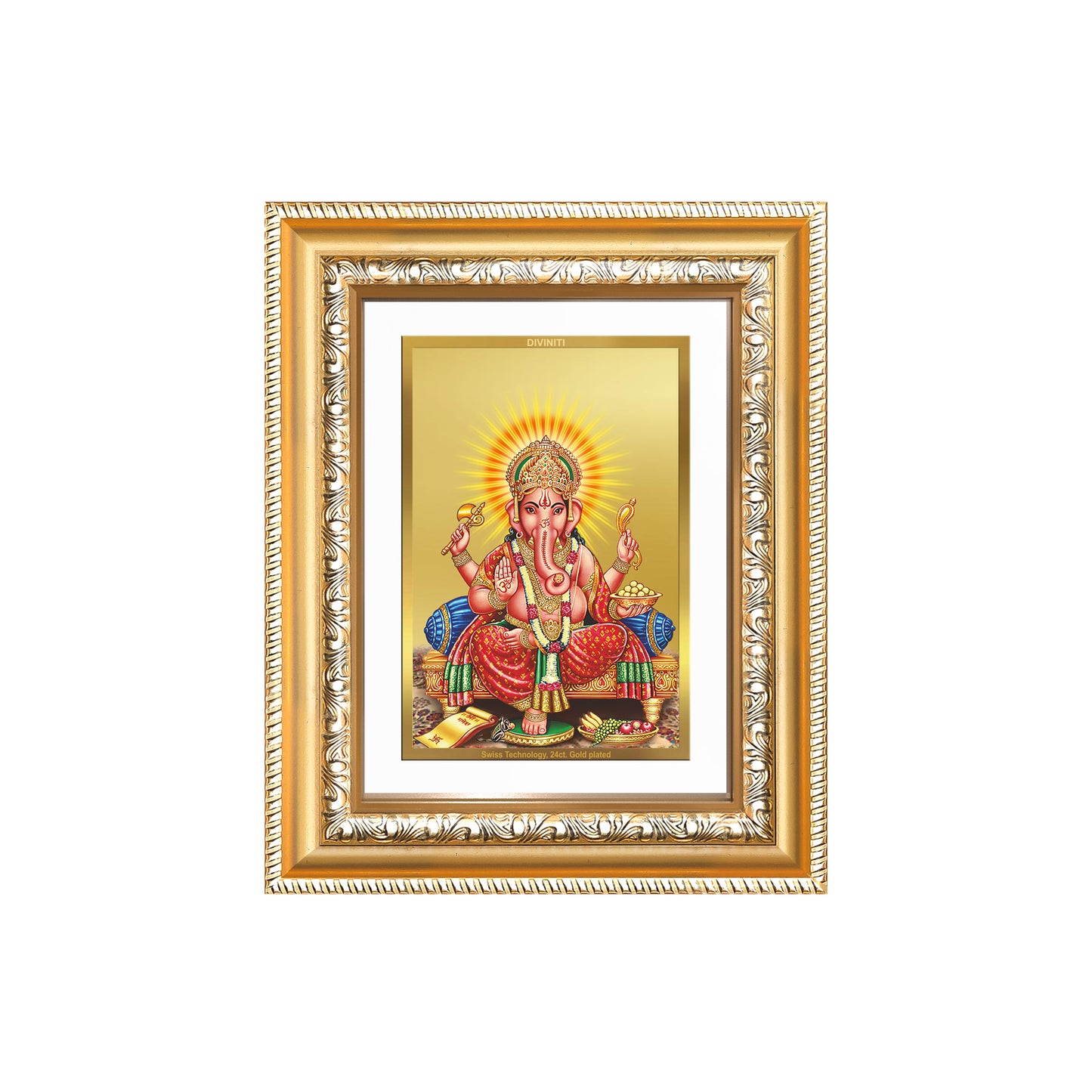 Diviniti 24K Gold Plated Ganesha (Classic) Divine Wall and Table Top Frame for Home Mandir & Office Decor | Luxury Spiritual Gift