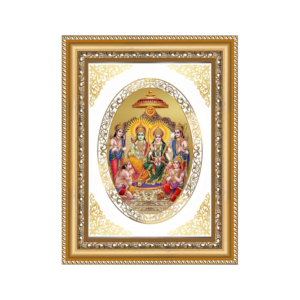 Ram Darbar | Divine Shri Ram Family Wall & Tabletop Royal Photo Frame in 24K Gold Plated Foil