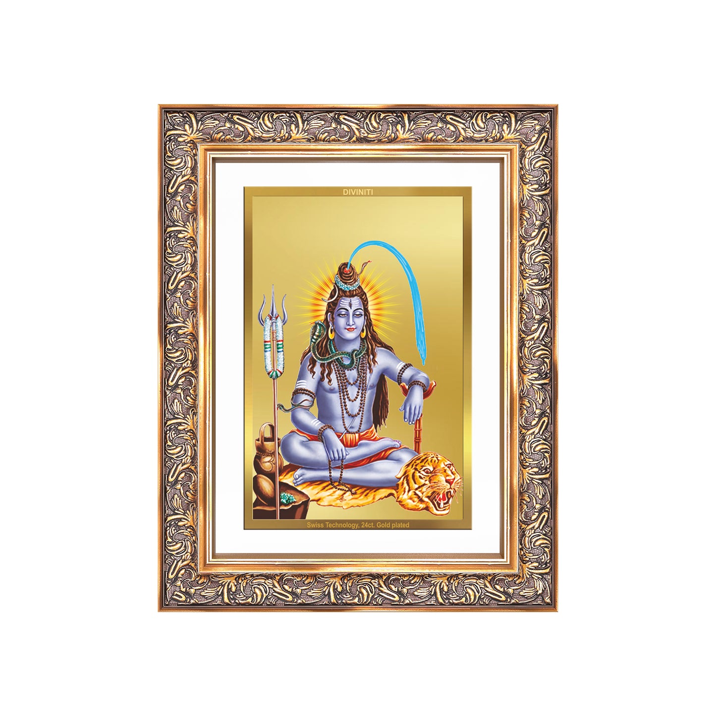 Diviniti 24K Gold Plated Shiva (Classic) Divine Wall Frame for Home Mandir & Office Decor | Luxury Spiritual Gift