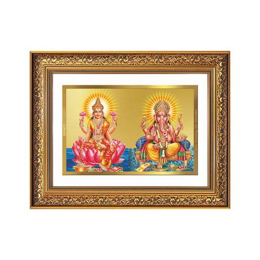 Diviniti 24K Gold Plated Lakshmi Ganesha (Classic) Divine Wall Frame for Home Mandir & Office Decor | Luxury Spiritual Gift
