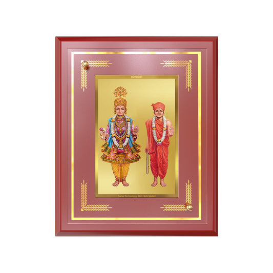 Diviniti 24K Gold Plated Swaminarayan Blessing Tabletop Photo Frame | Faith, Peace & Divine Grace