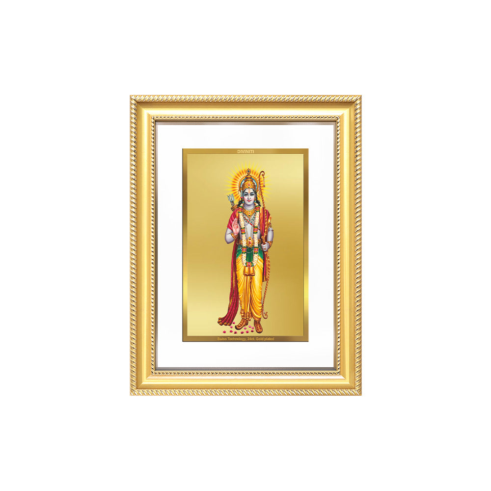 Diviniti 24K Gold Plated Ram Ji (Classic) Divine Wall Frame for Home Mandir & Office Decor | Luxury Spiritual Gift