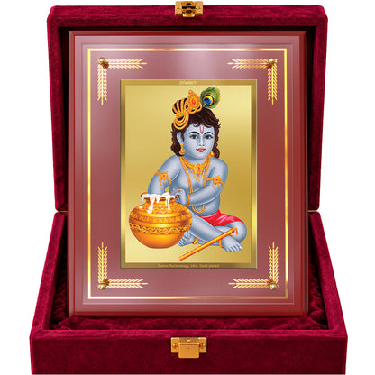 24K Gold-Plated Krishna-Bal Gopal MDF Frame | Premium Gift Box | 27x35 CM