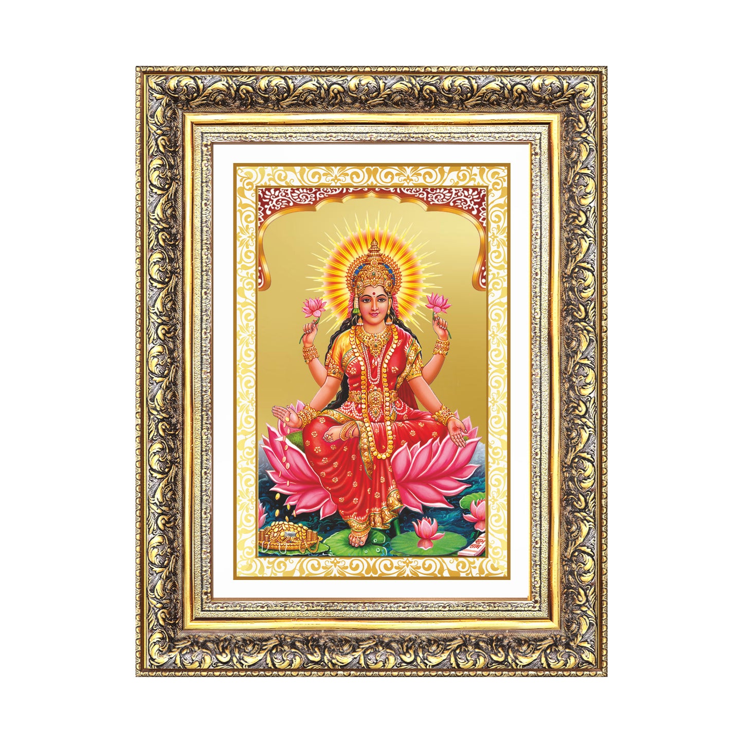 Diviniti 24K Gold Plated Lakshmi (Classic) Divine Wall Frame for Home Mandir & Office Decor | Luxury Spiritual Gift