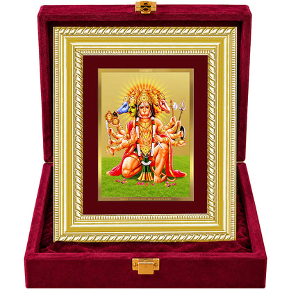 24K Gold-Plated Panchmukhi Hanuman Frame | Premium Gift Box | 21.5x17.5 CM