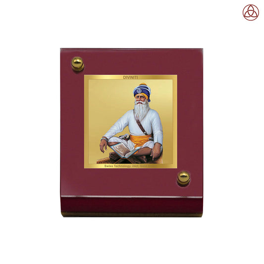 Baba Deep Singh Ji | Nihang Sikh and Martyr Car Dashboard Frame in 24K Gold Plated Foil