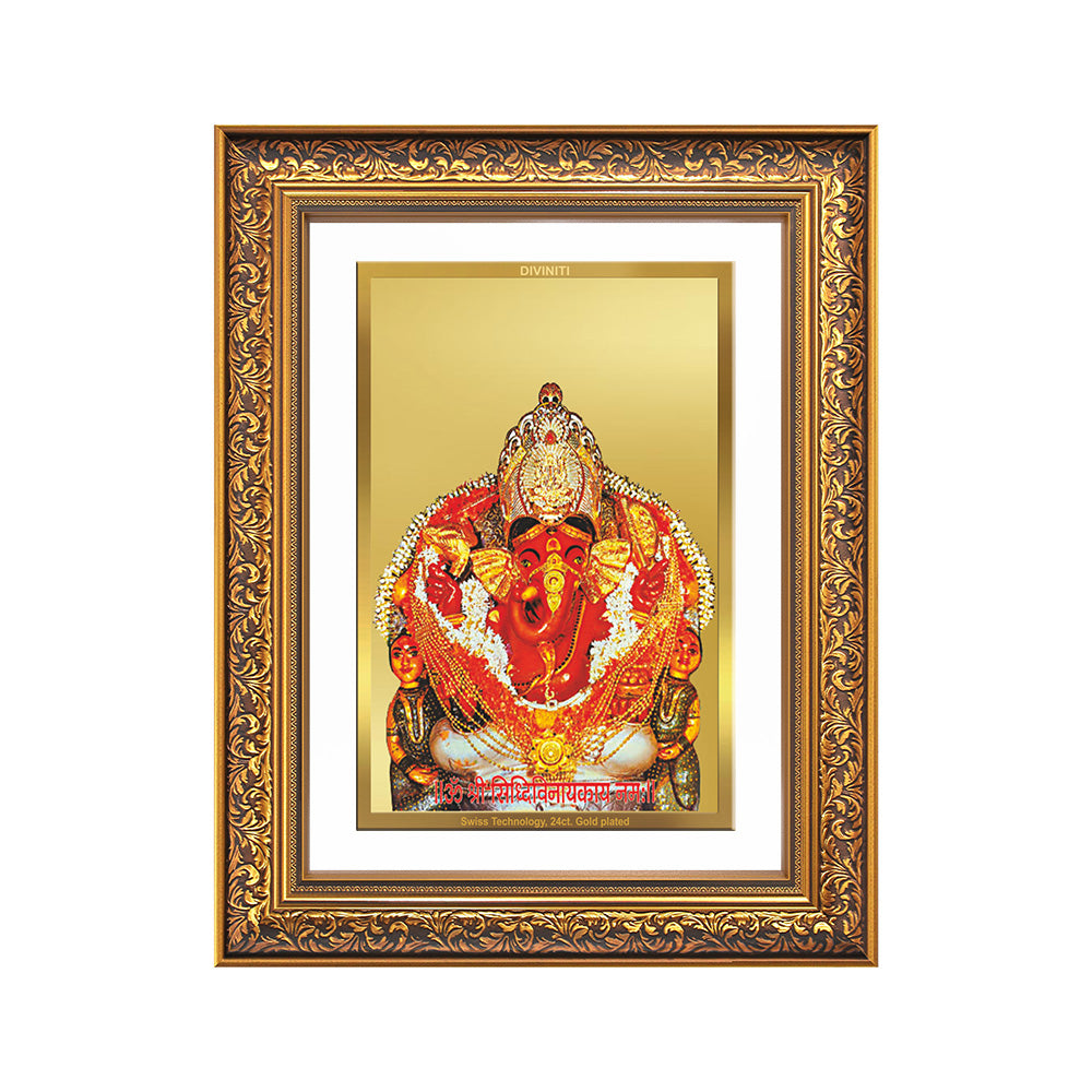 Diviniti 24K Gold Plated Siddhi Vinayak (Classic) Divine Wall Frame for Home Mandir & Office Decor | Luxury Spiritual Gift