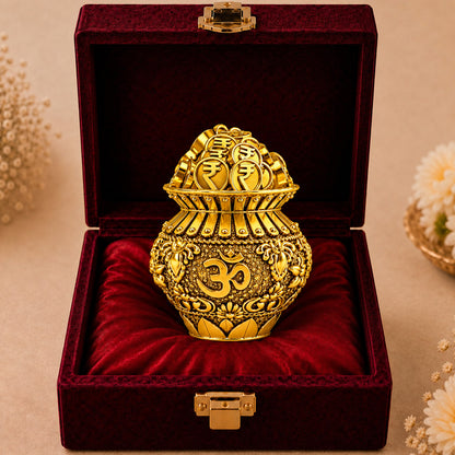 24K Gold-Plated Om Coin Kalash | Premium Gift Box | 6x5 CM